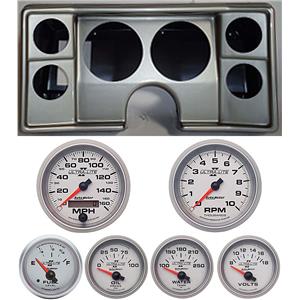 82-88 Chevy G Body Silver Dash Carrier w/ Auto Meter Ultra Lite II Gauges
