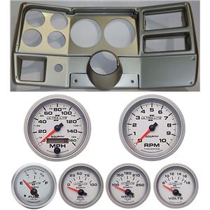 84-87 Chevy Truck Silver Dash Carrier w/ Auto Meter Ultra Lite II 5" Gauges