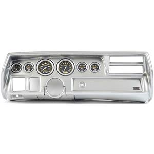 70-72 Chevelle Sweep Silver Dash Carrier w/Auto Meter Carbon Gauges