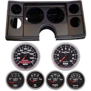 78-81 Chevy G Body Black Dash Carrier w/ Auto Meter Sport Comp II Gauges