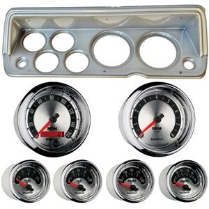 70-76 Mopar A Body Silver Dash Carrier w/ Auto Meter American Muscle Gauges