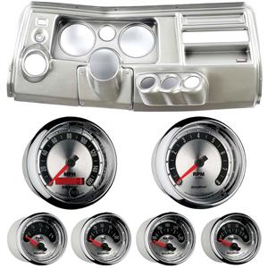 69 Chevelle Silver Dash Carrier w/ Auto Meter 5" American Muscle Gauges w/ Astro