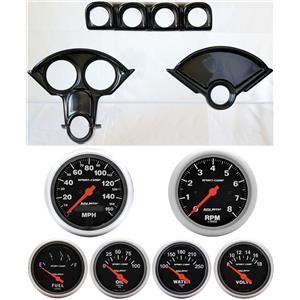 55-56 Bel Air Carbon Dash Carrier w/Auto Meter Sport Comp Electric Gauges