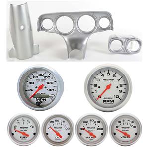 57 Bel Air Silver Dash Carrier w/Auto Meter Ultra Lite Electric Gauges