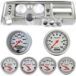 68 Chevelle Silver Dash Carrier 5" Ultra Lite Electric Gauges w/ Astro