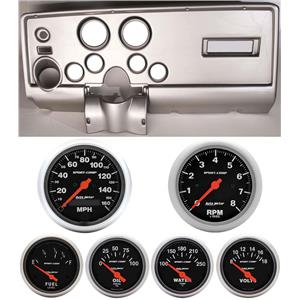 69 Pontiac Firebird Silver Dash Carrier w/ Auto Meter Sport Comp Electric Gauges