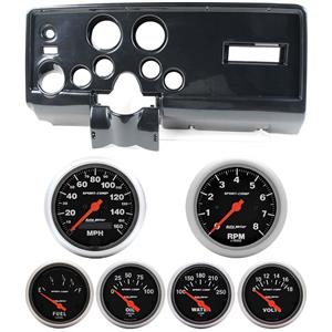 69 Pontiac Firebird Carbon Dash Carrier w/ Auto Meter Sport Comp Electric Gauges