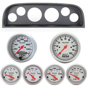 60-63 Chevy Truck Black Dash Carrier w/Auto Meter Ultra Lite Electric Gauges