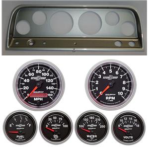 65-66 Chevy Truck Silver Dash Carrier w/ Auto Meter Sport Comp II Gauges