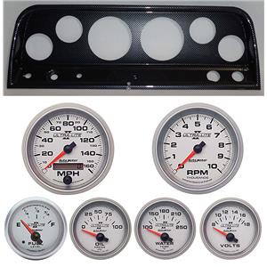 65-66 Chevy Truck Carbon Dash Carrier w/ Auto Meter Ultra Lite II Gauges