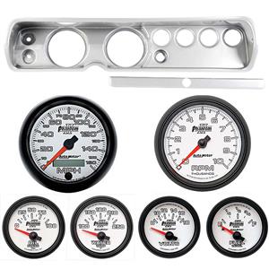 64 Chevelle Silver Dash Carrier w/ Auto Meter 5"  Phantom II Gauges
