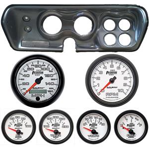 71-74 Mopar B Body Silver Dash Carrier w/ Auto Meter Phantom II Gauges