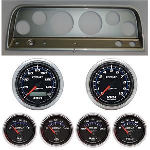 64 Chevy Truck Silver Dash Carrier w/ Auto Meter Cobalt Gauges