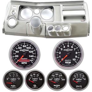 69 Chevelle Silver Dash Carrier w/ Auto Meter 5" Sport Comp II Gauges w/ Astro