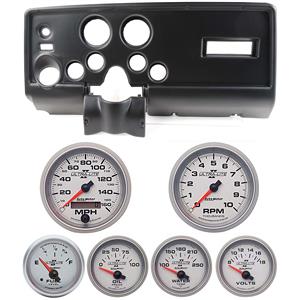 69 Pontiac Firebird Black Dash Carrier w/ Auto Meter Ultra Lite II Gauges