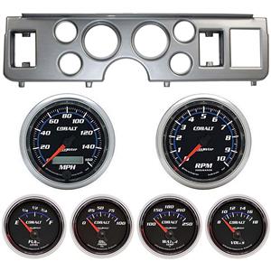 79-86 Mustang Silver Dash Carrier w/ Auto Meter Cobalt Gauges
