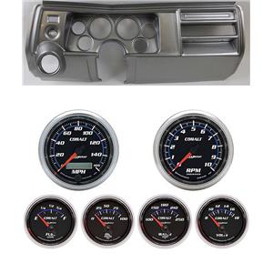 69 Chevelle Silver Dash Carrier w/ Auto Meter 5" Cobalt Gauges w/ Astro