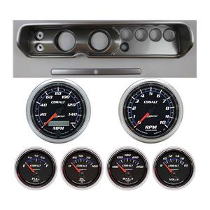 65 Chevelle Silver Dash Carrier w/ Auto Meter 3-3/8" Cobalt Gauges