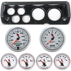 70-76 Mopar A Body Carbon Dash Carrier w/ Auto Meter C2 Gauges