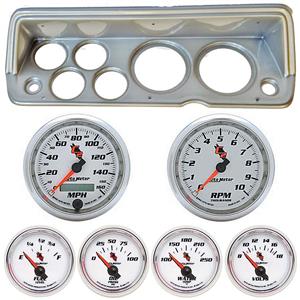 70-76 Mopar A Body Silver Dash Carrier w/ Auto Meter C2 Gauges