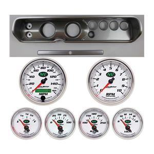 64 Chevelle Silver Dash Carrier w/ Auto Meter 3-3/8" NV Gauges