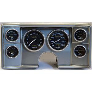 78-81 Chevy G Body Silver Dash Carrier w/ Auto Meter Carbon Gauges