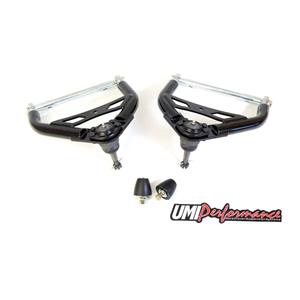 UMI Performance 4056-3-B GM A-Body Upper Front Control Arm Kit Adj 0.9� Taller Ball Joints - Black