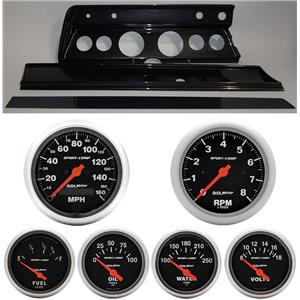 67 Chevelle Carbon Dash Carrier w/ Auto Meter Sport Comp Electric Gauges