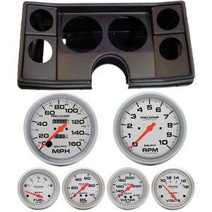 78-81 Chevy G Body Black Dash Carrier w/ Auto Meter Ultra Lite Mechanical Gauges