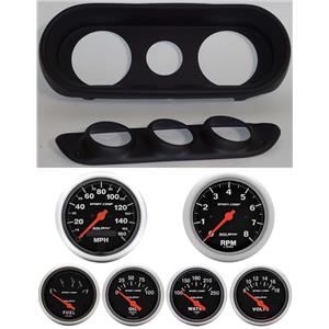 65 Nova Black Dash Carrier w/ Auto Meter Sport Comp Electric Gauges