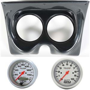 67 68 F Body Carbon Dash Carrier w/Auto Meter 5" Ultra Lite Electric Gauges