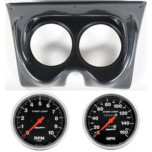 67 68 F Body Carbon Dash Carrier w/Auto Meter 5" Sport Comp Mechanical Gauges