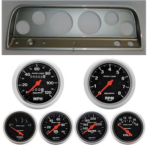 64 Chevy Truck Silver Dash Carrier w/Auto Meter Sport Comp Mechanical Gauges