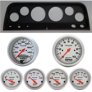 65-66 Chevy Truck Black Dash Carrier w/ Auto Meter Ultra Lite Electric Gauges