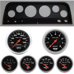 65-66 Chevy Truck Black Dash Carrier w/ Auto Meter Sport Comp Electric Gauges