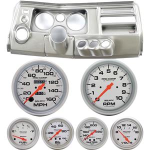69 Chevelle Silver Dash Carrier 5" Ultra Lite Mechanical Gauges w/ Astro