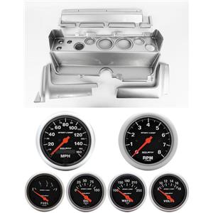 70-74 Mopar E-Body Silver Dash Gauge Carrier w/AM Sport Comp Electric Gauges