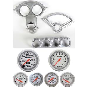 55-56 Bel Air Silver Dash Carrier w/Auto Meter Ultra Lite Mechanical Gauges