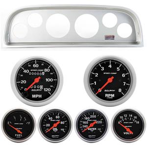 60-63 Chevy Truck Silver Dash Carrier w/Auto Meter Sport Comp Mechanical Gauges