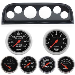 60-63 Chevy Truck Carbon Dash Carrier w/Auto Meter Sport Comp Mechanical Gauges