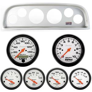 60-63 Chevy Truck Silver Dash Carrier w/ Auto Meter Phantom Electric Gauges