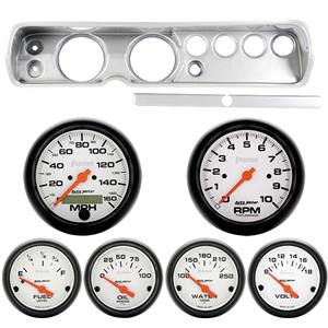 65 Chevelle Silver Dash Carrier w/ Auto Meter 5"  Phantom Electric Gauges