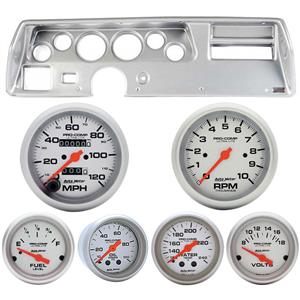 70-72 Chevelle SS Silver Dash Carrier w/Auto Meter Ultra Lite Mechanical Gauges