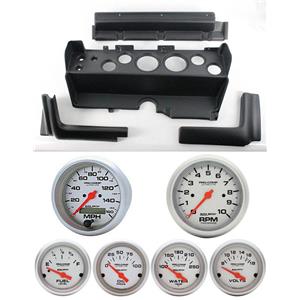 70-74 Mopar E-Body Black Dash Gauge Carrier w/AM Ultra Lite Electric Gauges