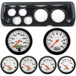 70-76 Mopar A Body Carbon Dash Carrier w/ Auto Meter Phantom Electric Gauges