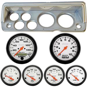 70-76 Mopar A Body Silver Dash Carrier w/ Auto Meter w/Phantom Electric Gauges