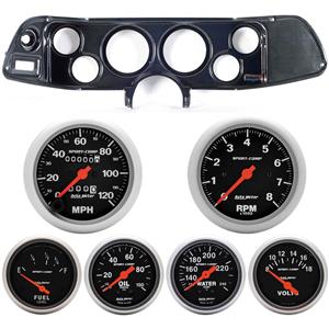 70-78 Camaro Carbon Dash Carrier w/Auto Meter Sport Comp Mechanical Gauges