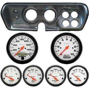 71-74 Mopar B Body Silver Dash Carrier w/ Auto Meter Phantom Electric Gauges