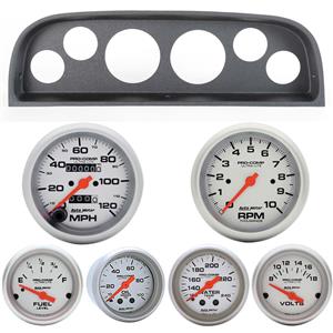 60-63 Chevy Truck Black Dash Carrier w/Auto Meter Ultra Lite Mechanical Gauges