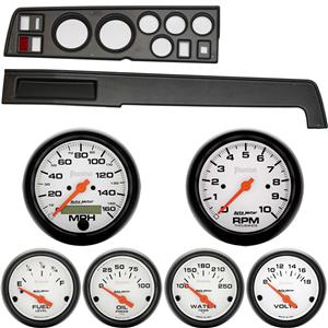 68-70 Mopar B Body Black Dash Carrier w/ Auto Meter Phantom Electric Gauges